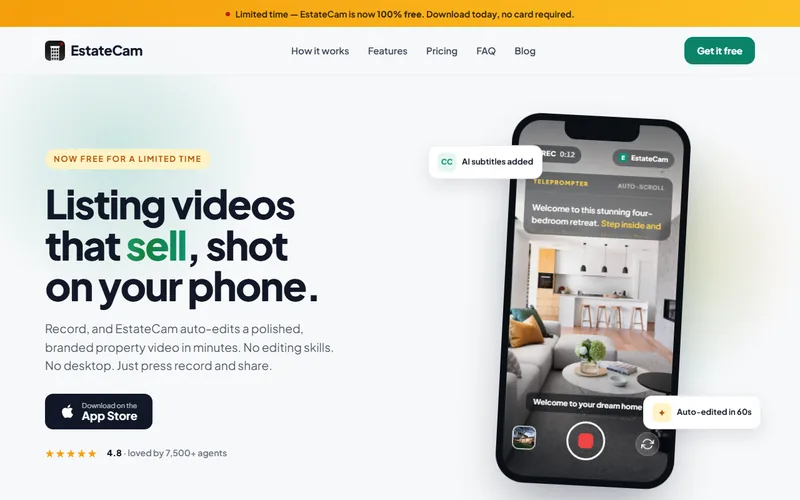 The EstateCam site, showing its listing-video product